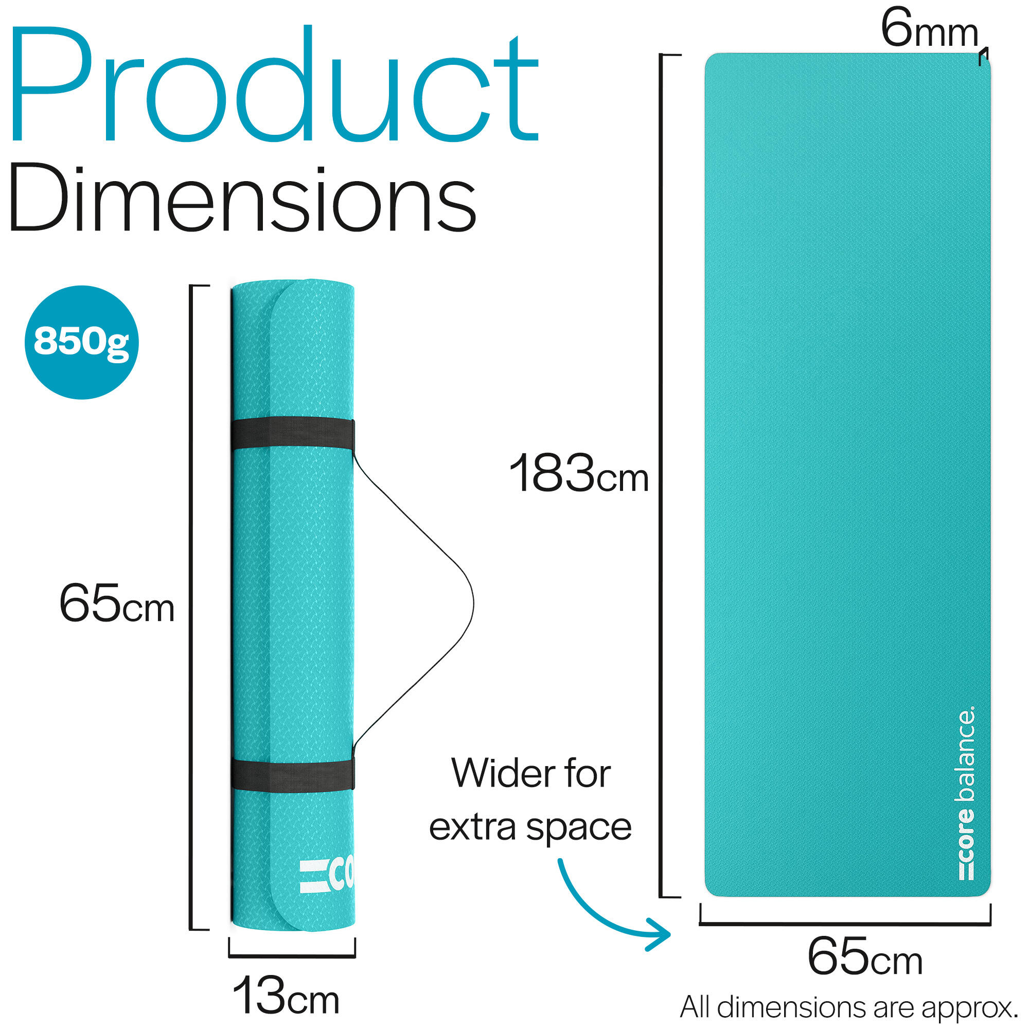 Yoga Exercise Mat 6mm TPE Foam With Carry Strap Core Balance Fitness 6/6