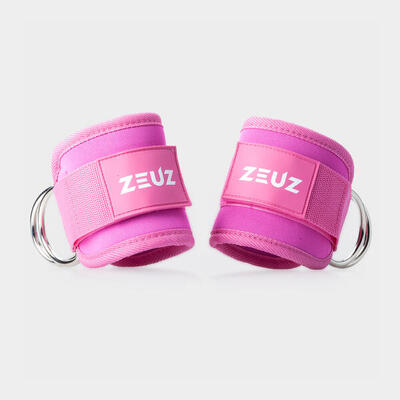 Zeuz 2 stuks enkelband fitness – ankle cuff strap – kabelmachine straps - roze