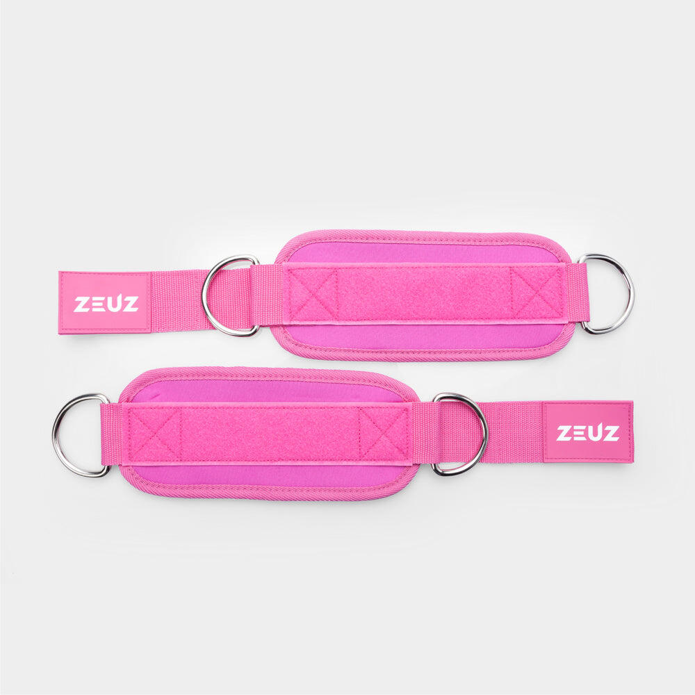 ZEUZ 2 Stuks Enkelband Fitness – Ankle Cuff Strap – Kabelmachine Straps – Roze 2/7