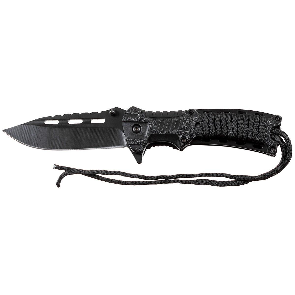 MFH Fox Outdoor - "Night" Zakmes met vuurstarter - Zwart Lemmet