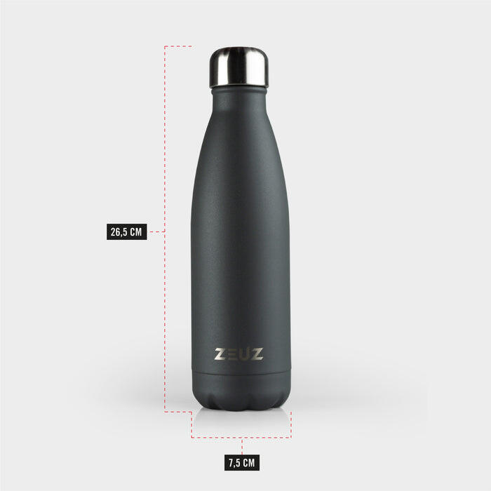 ZEUZ Borraccia termica e portabevande premium in acciaio inox – Grigio scuro 3/6