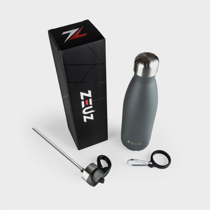 ZEUZ Borraccia termica e portabevande premium in acciaio inox – Grigio scuro 2/6