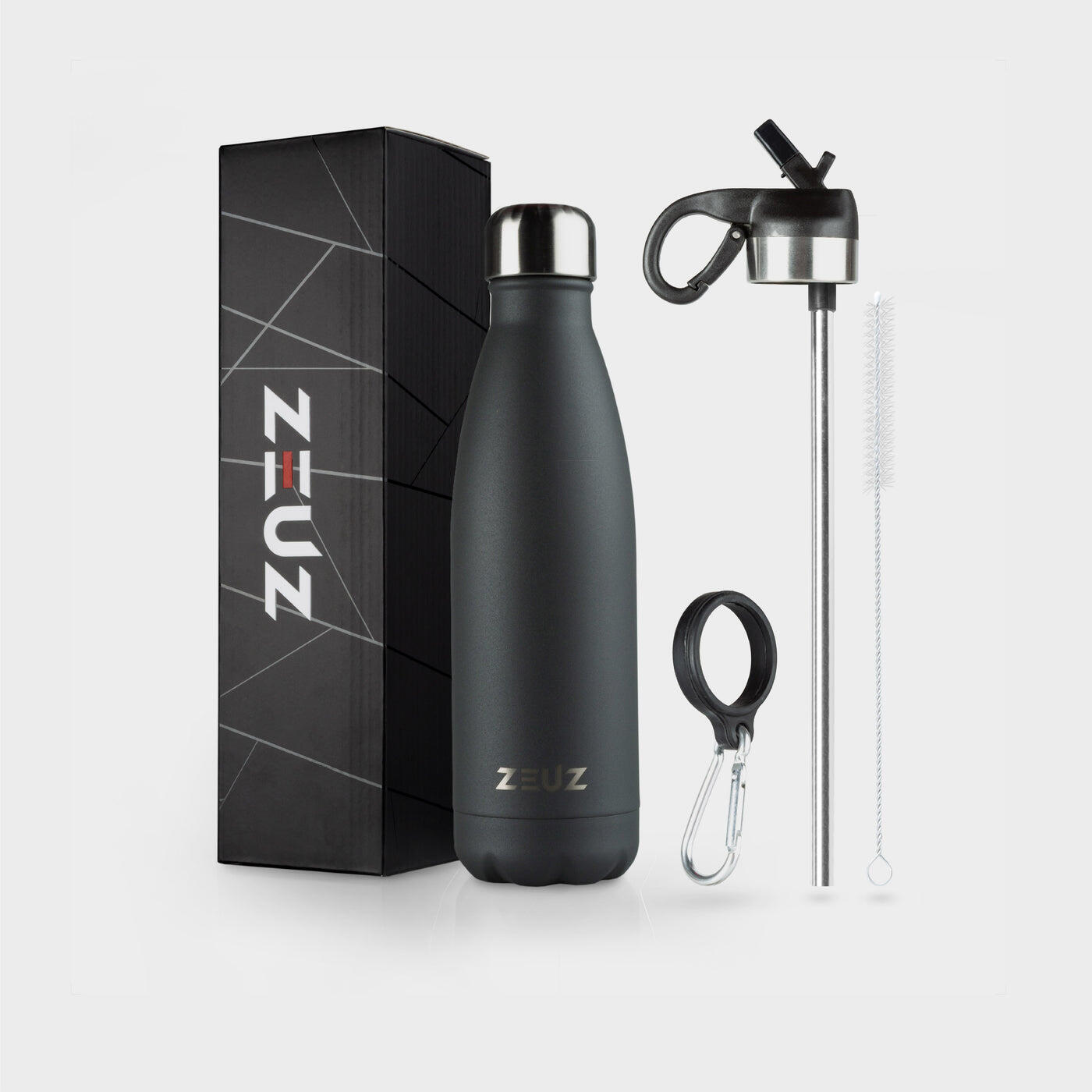 ZEUZ ZEUZ Premium RVS Thermosfles & Drinkfles - BPA Vrij – 500 ml - Donkergrijs