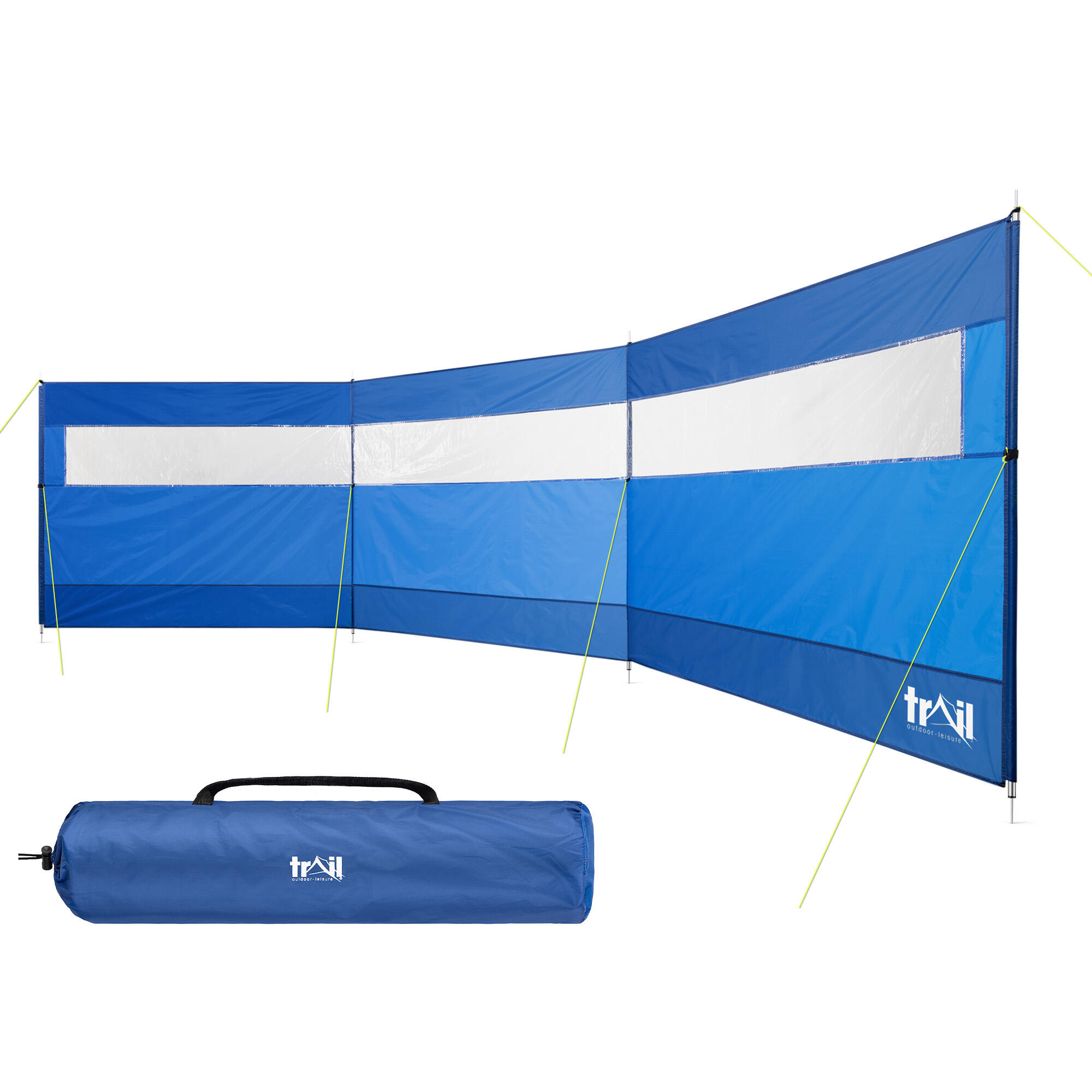 TRAIL OUTDOOR LEISURE Trail 4 Pole Windbreak Steel Spike Windbreaker with PVC Window 5m x 1.4m