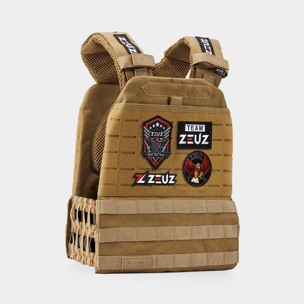 Gilet zavorrato ZEUZ da 16,5 kg – Gilet tattico zavorrato – 19 posizioni – Beige 2/7