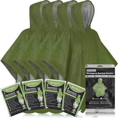 Poncho de supervivencia de emergencia (paquete de 4) Manta térmica de Mylar