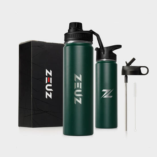 ZEUZ Premium RVS Thermosfles & Drinkfles – BPA Vrij – 700 ml – Mat Groen