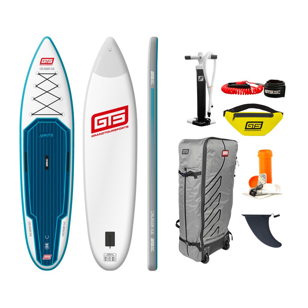 Gts Grandtoursports - Gts Premium Touring Sup – Cruiser 11.6 Yacht Design (pbc) - Planche De Stand Up Paddle - Blanc|bleu - Decathlon