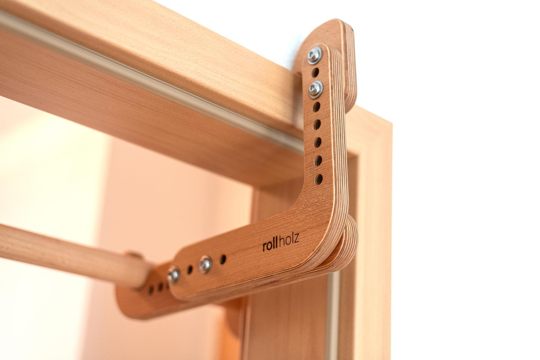 rollholz Klimmzugstange aus Holz für jeden Türrahmen 4/6