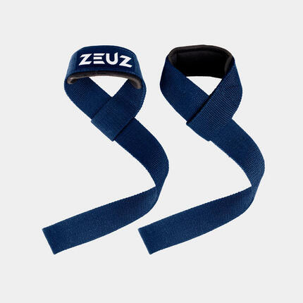 ZEUZ Lifting Straps 2er-Set – Baumwolle, Blau/Weiß