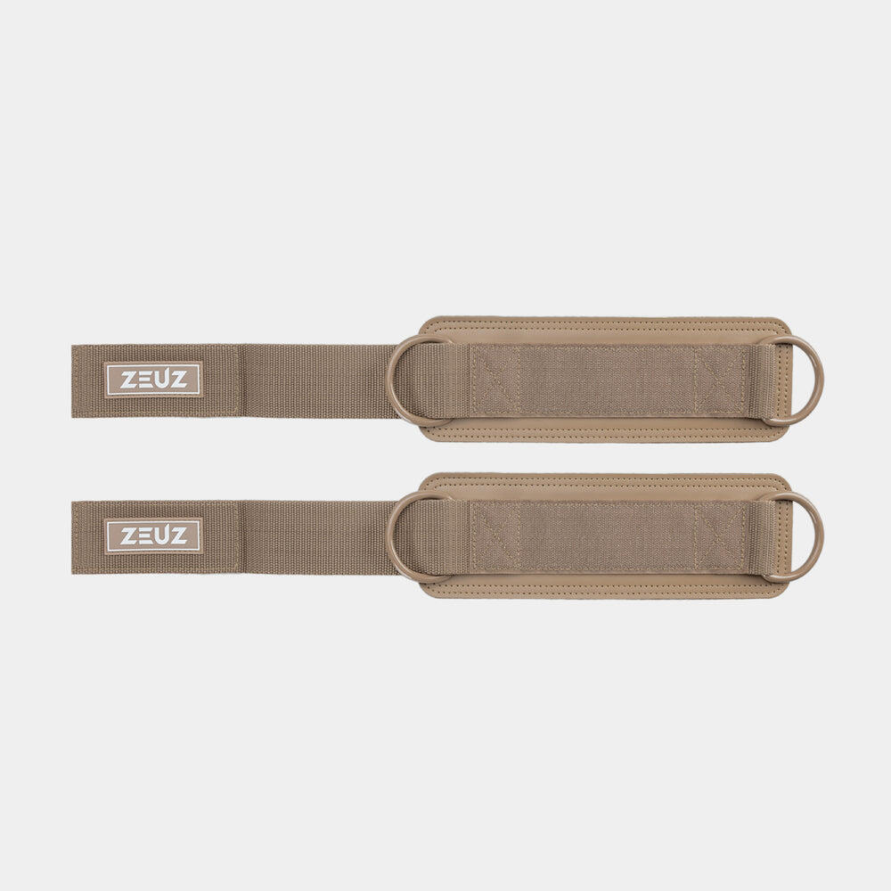 ZEUZ 2 Stuks Enkelband Fitness – Ankle Cuff Strap – Kabelmachine – Beige 4/7
