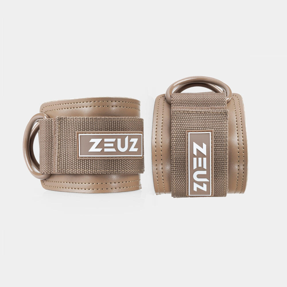 ZEUZ 2 Stuks Enkelband Fitness – Ankle Cuff Strap – Kabelmachine – Beige 2/7