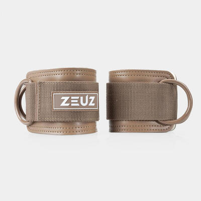 Zeuz 2 stuks enkelband fitness – ankle cuff strap – kabelmachine – beige