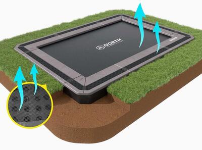 Flat to the ground trampoline rechthoekig north 360x250 cm grijs