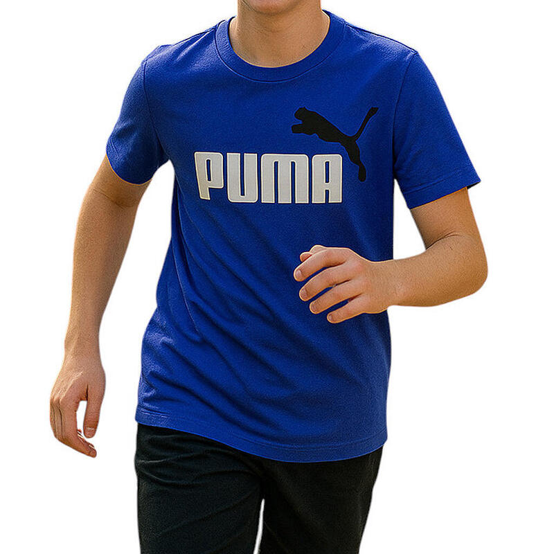 Koszulka t-shirt dziecięca dla chłopca bawełna granatowa logo PUMA