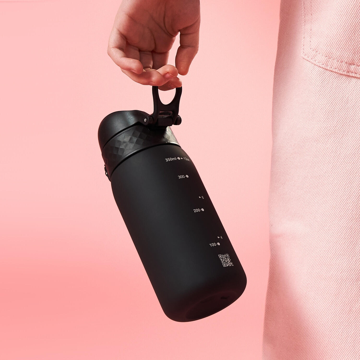 Leak Proof Small Water Bottle With Straw, Recyclon™, Black, 350ml (12oz) 6/7