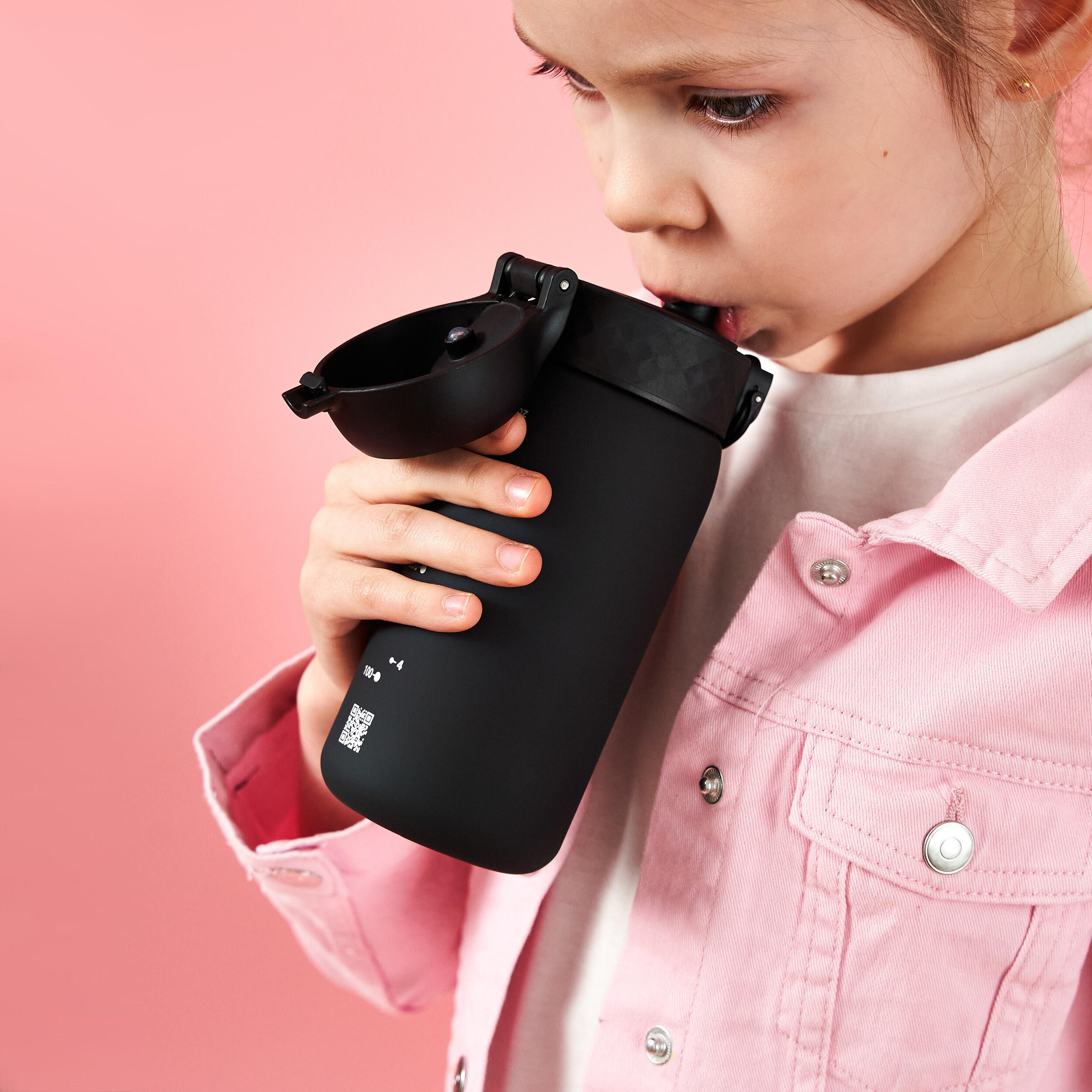 Leak Proof Small Water Bottle With Straw, Recyclon™, Black, 350ml (12oz) 5/7