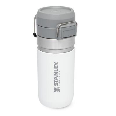 Waterfles thermosfles 0.47l wandelen fitness rvs drinkfles - deksel met drukknop