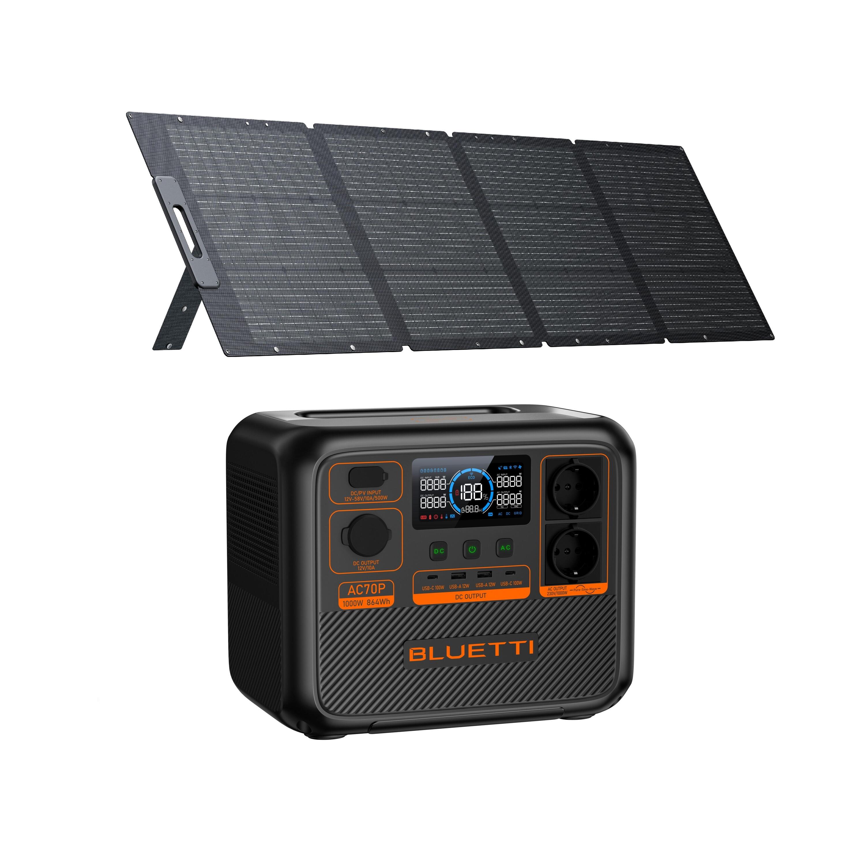 BLUETTI KIT Estación de energía BLUETTI AC70P con panel solar de 200 W