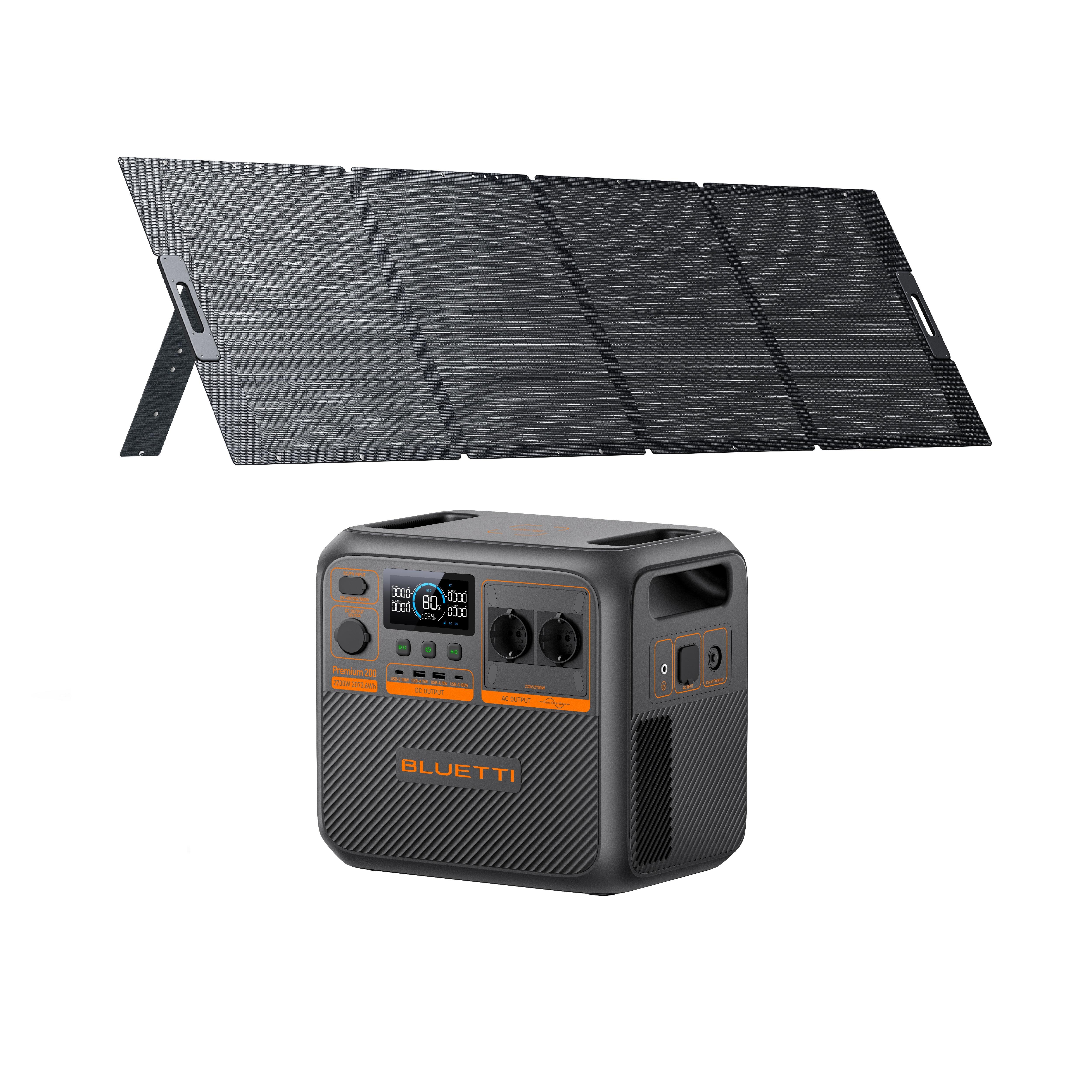 Kit de powerstation bluetti ac270p com painel solar de 350 w