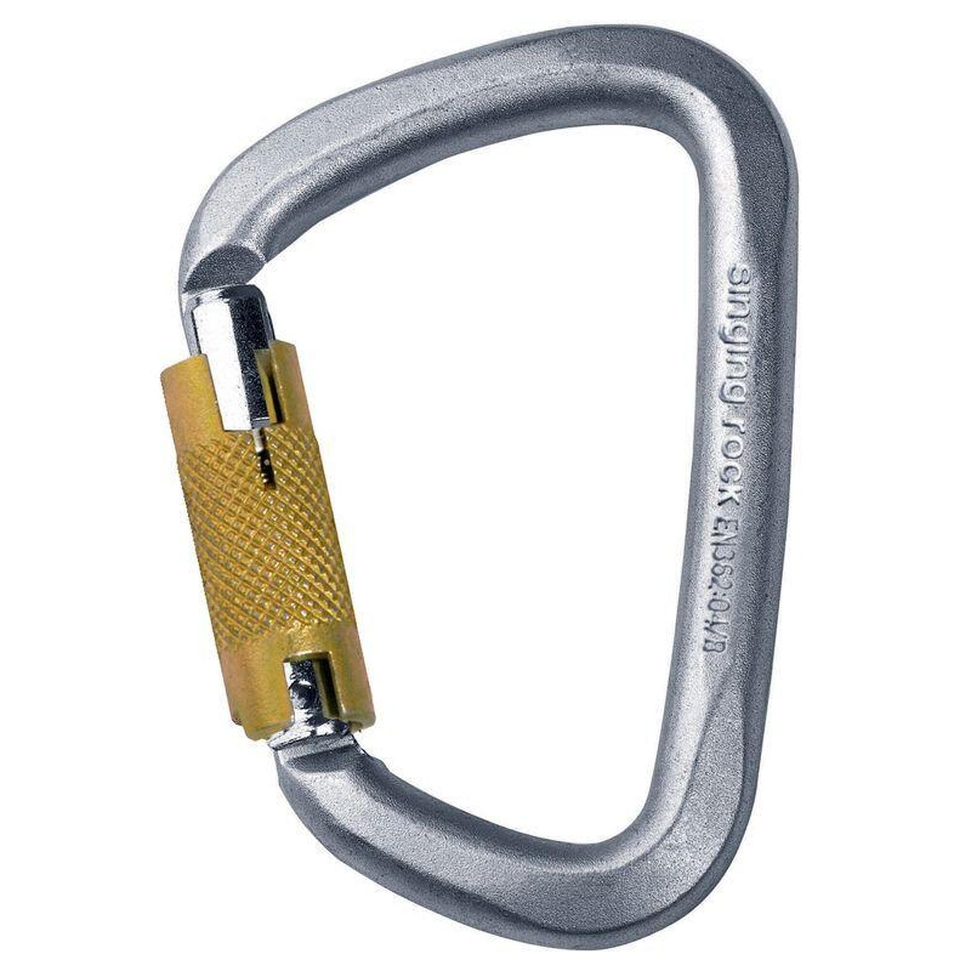 Singing Rock - Mousqueton D Singing Rock Triple Lock Acier Galvanisé Ouverture 25 Mm 50 Kn - Mousqueton D'Escalade - Gris|jaune - 25 Mm - Decathlon