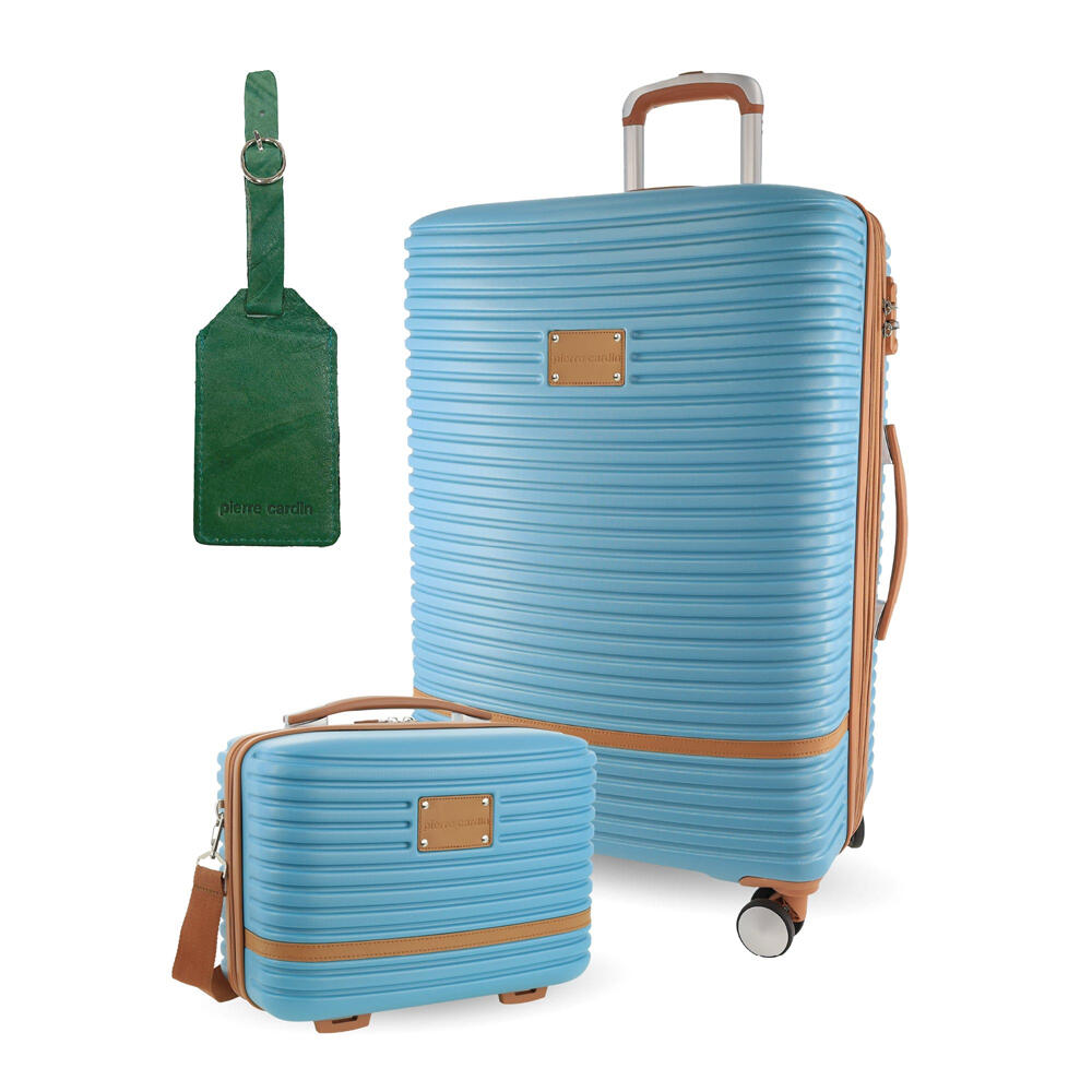 Pierre Cardin LARGE Hard Shell Mini Beauty Case Set Leather Tag