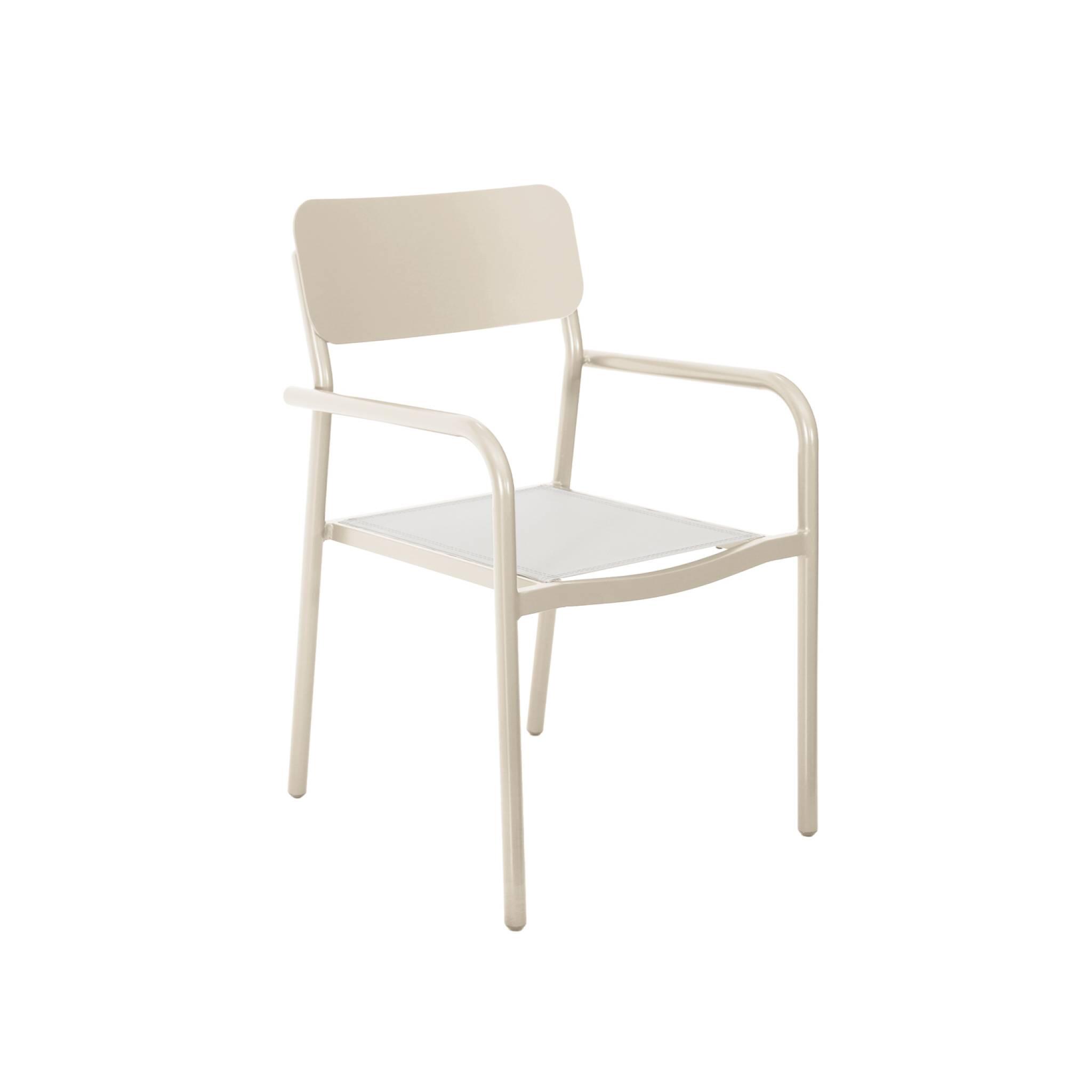 Silla de jardín apilable de aluminio, set de 4, Beige 6/7