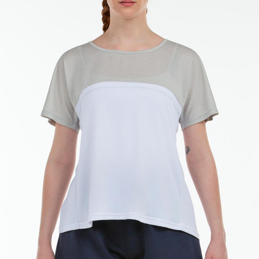 John smith mellid. Branco. T-shirt feminina com gola barco.