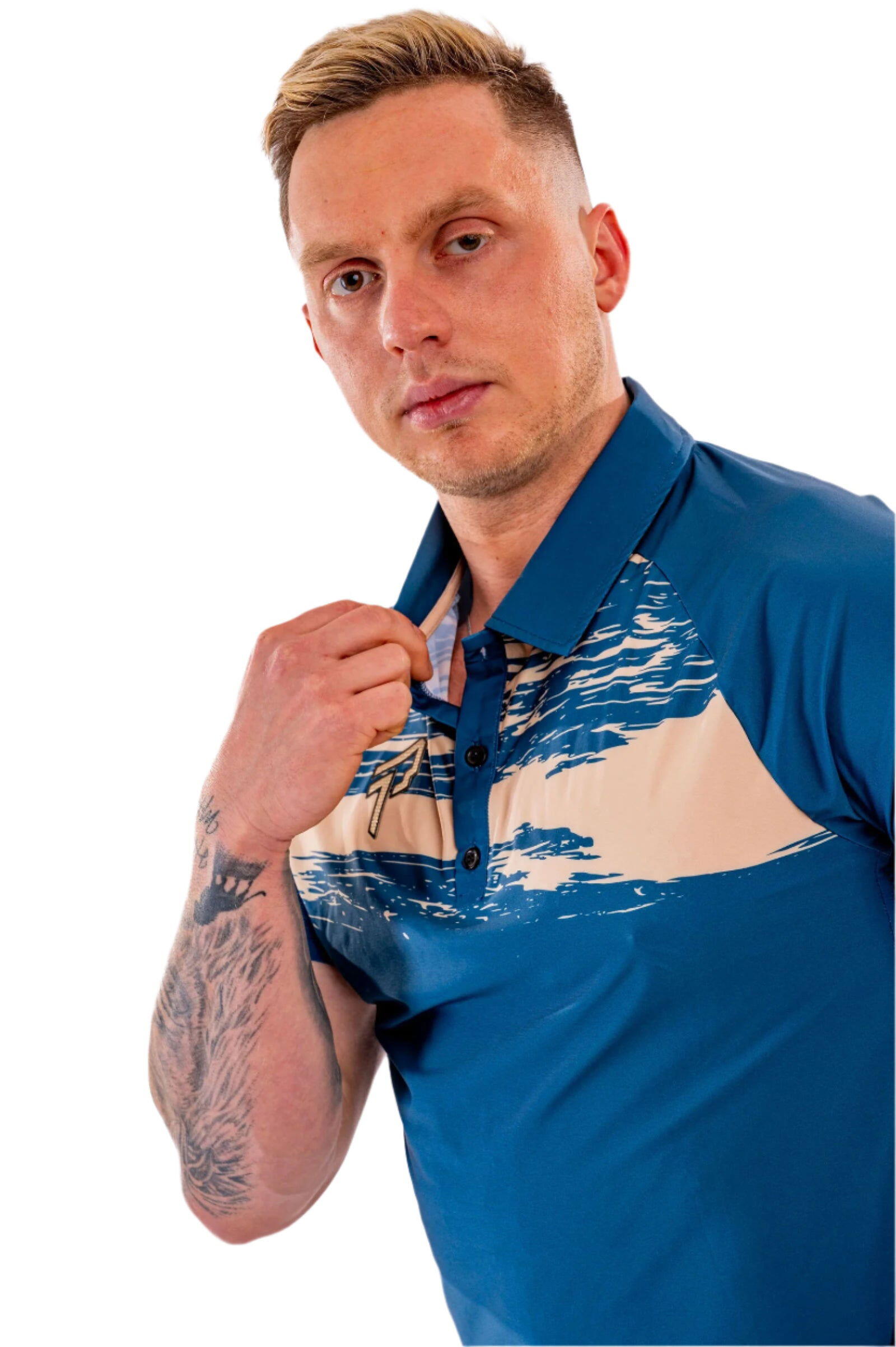 Performance Polo - Brush Navy/Gold 3/4