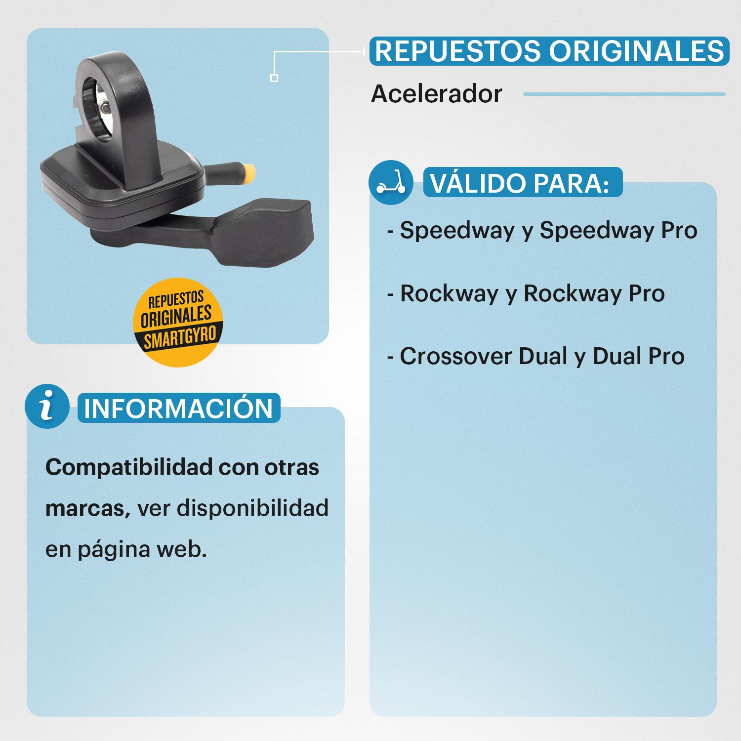 ACELERADOR Para patinetes Smartgyro ( SPEEDWAY, ROCKWAY Y CROSSOVER) 2/7