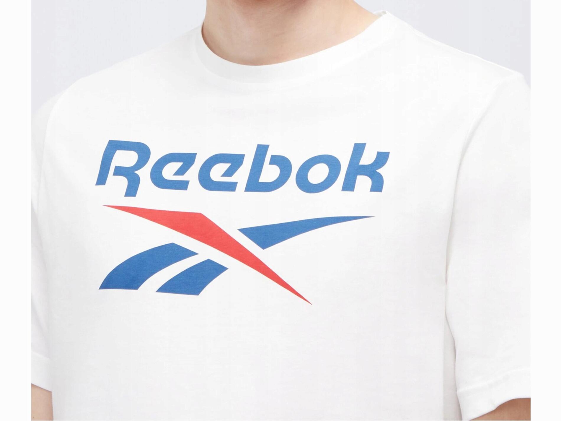 KOSZULKA REEBOK męska 100071175 biała sportowa bawełniana t-shirt L 4/5