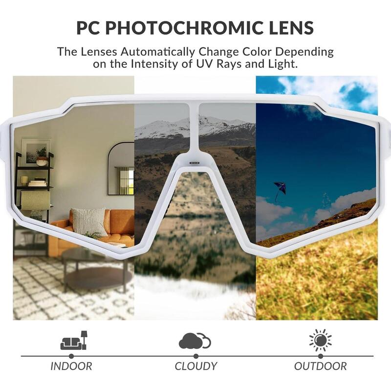 Ochelari de soare adulți lentile fotocromatice UV400 Photochromatic alb