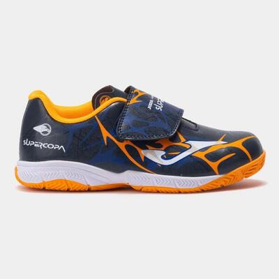 Zapatillas Fútbol Sala Niños Joma Super Copa Jr 2503 Azul y Naranja Resistentes