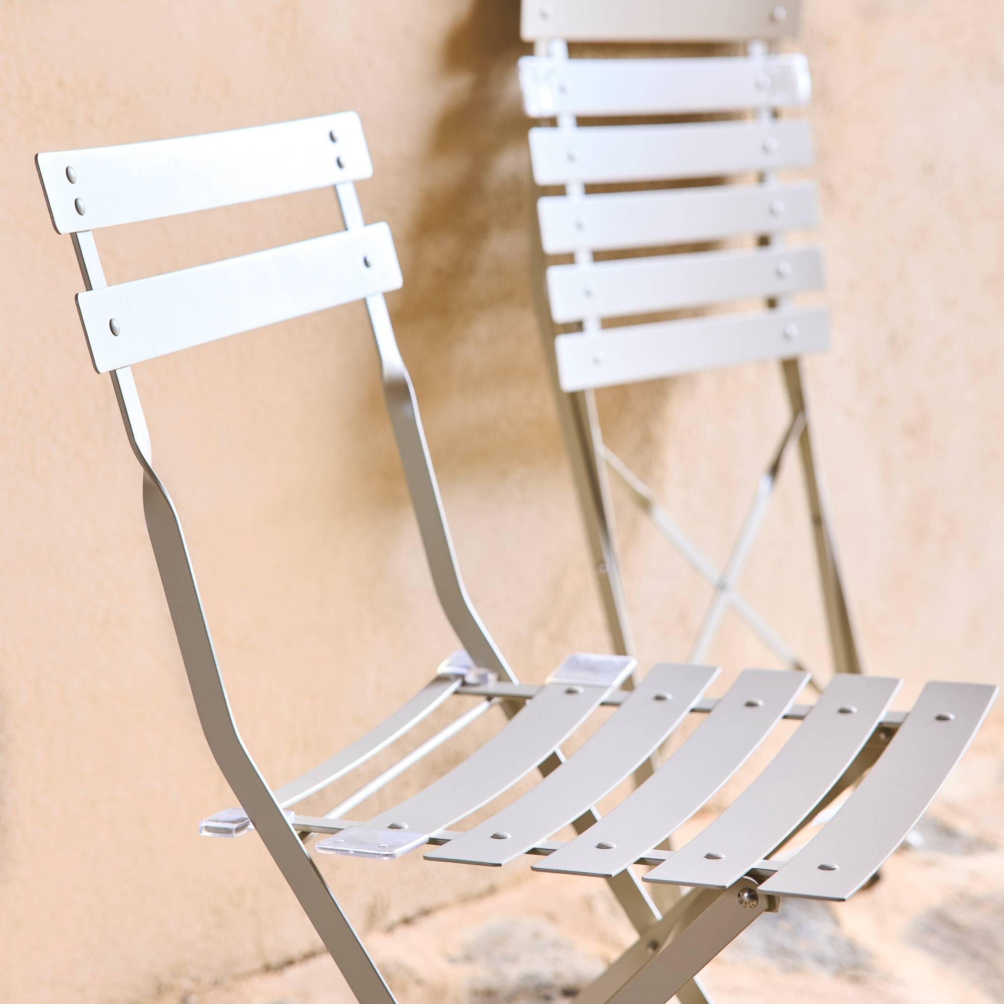 Set sillas de jardín plegables de metal, 2 asientos, Beige 5/5