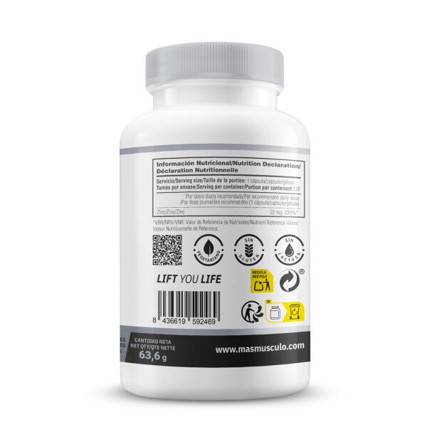 Picolinato de Zinc 22mg - 120 Cápsulas Vegetales MASMUSCULO 3/5