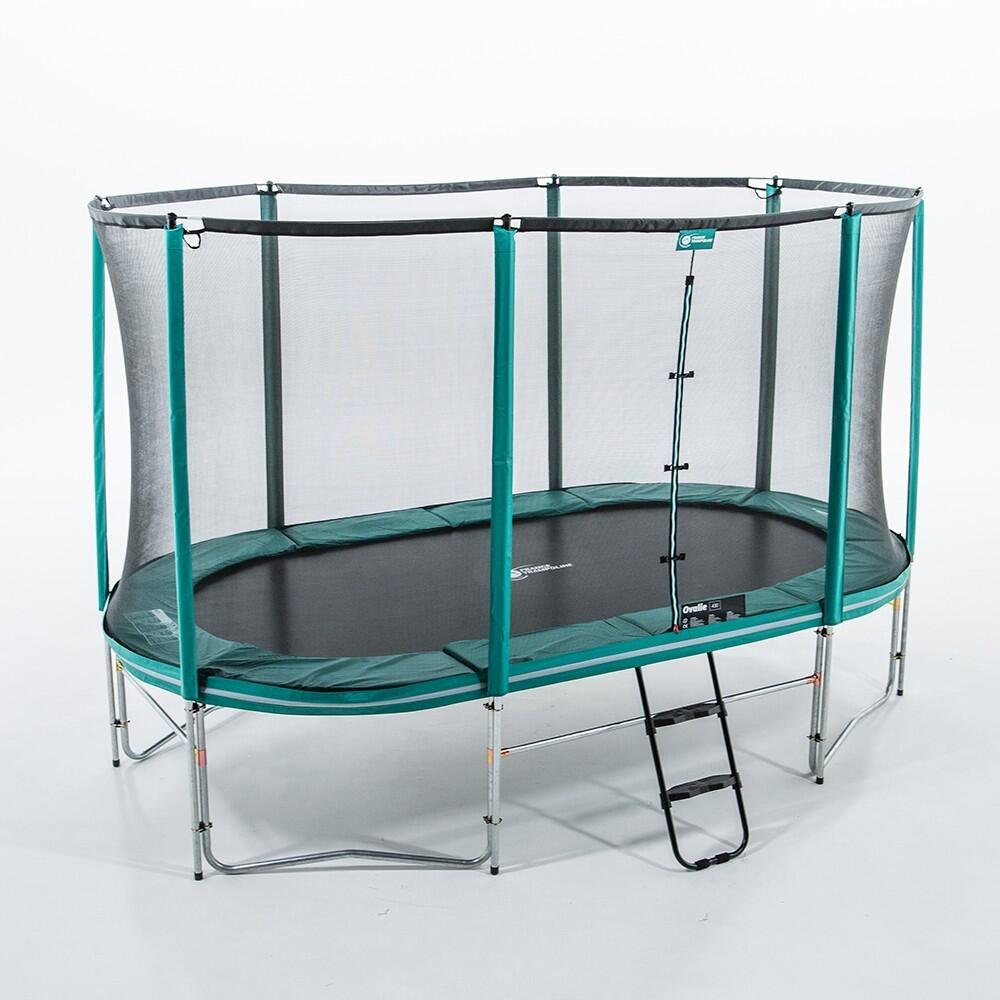 Trampoline Ovale Ovalie 490cm - Filet de Protection, Echelle + Kit d'ancrage 1/8