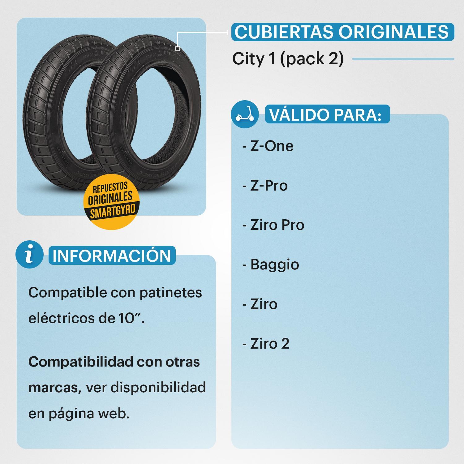 CUBIERTA CITY 2 Cubiertas City para Smartgyro (Serie Z ) y patinetes Xiaomi 3/5