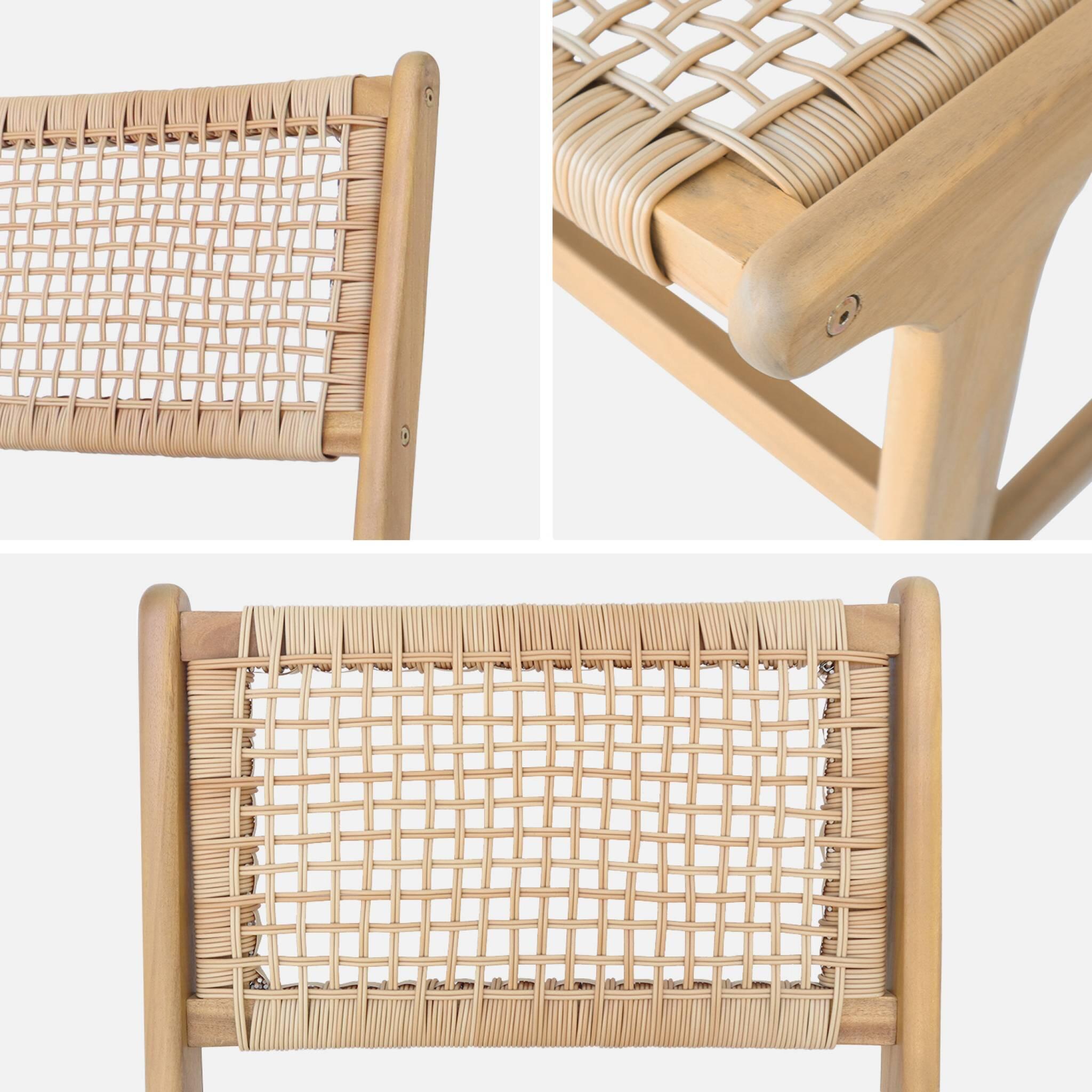 Silla de caña y madera, set de 4, Natural 5/5