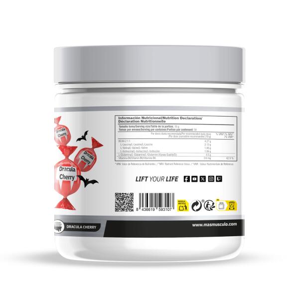 BCAA + L-Glutamine Kyowa® - 500g Dracula Cherry de MASmusculo 3/5