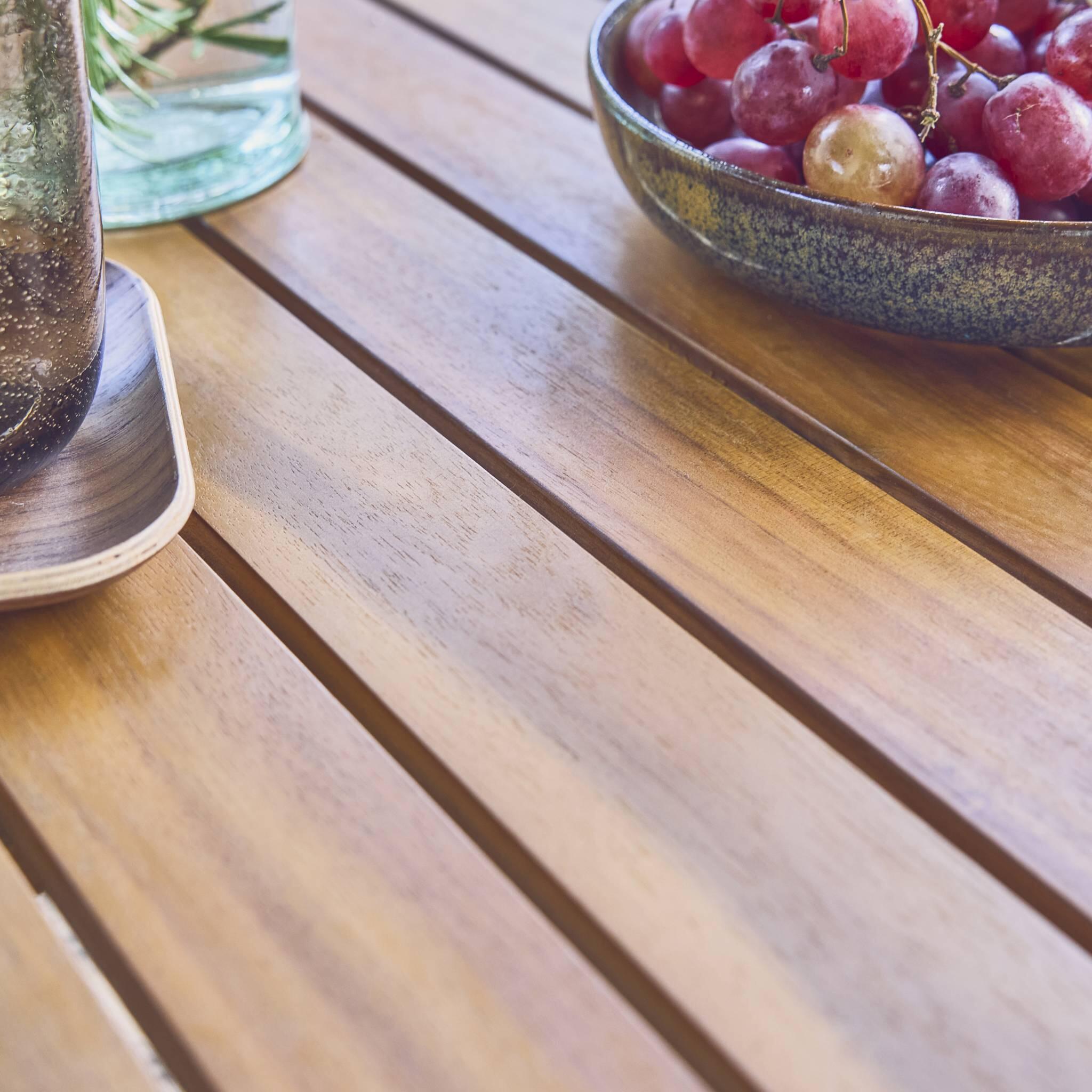 Mesa de jardim de acácia com cantos arredondados, 6 lugares, Branco 5/5