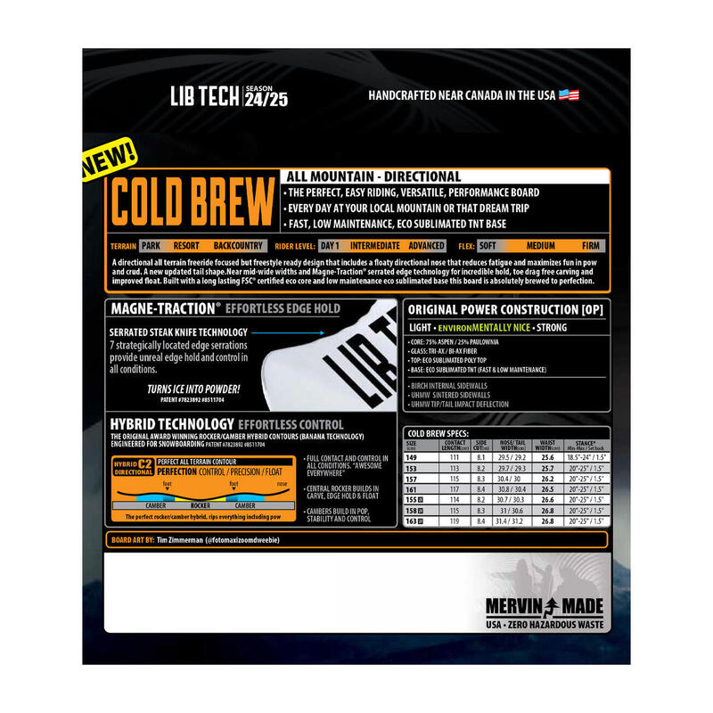 Deska snowboardowa męska Lib Tech Cold Brew Wide