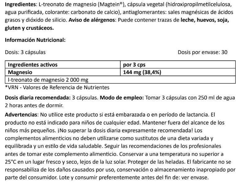 Magtein magnesium l-threonate - 90 capsules de Amix Nutrition 4/5