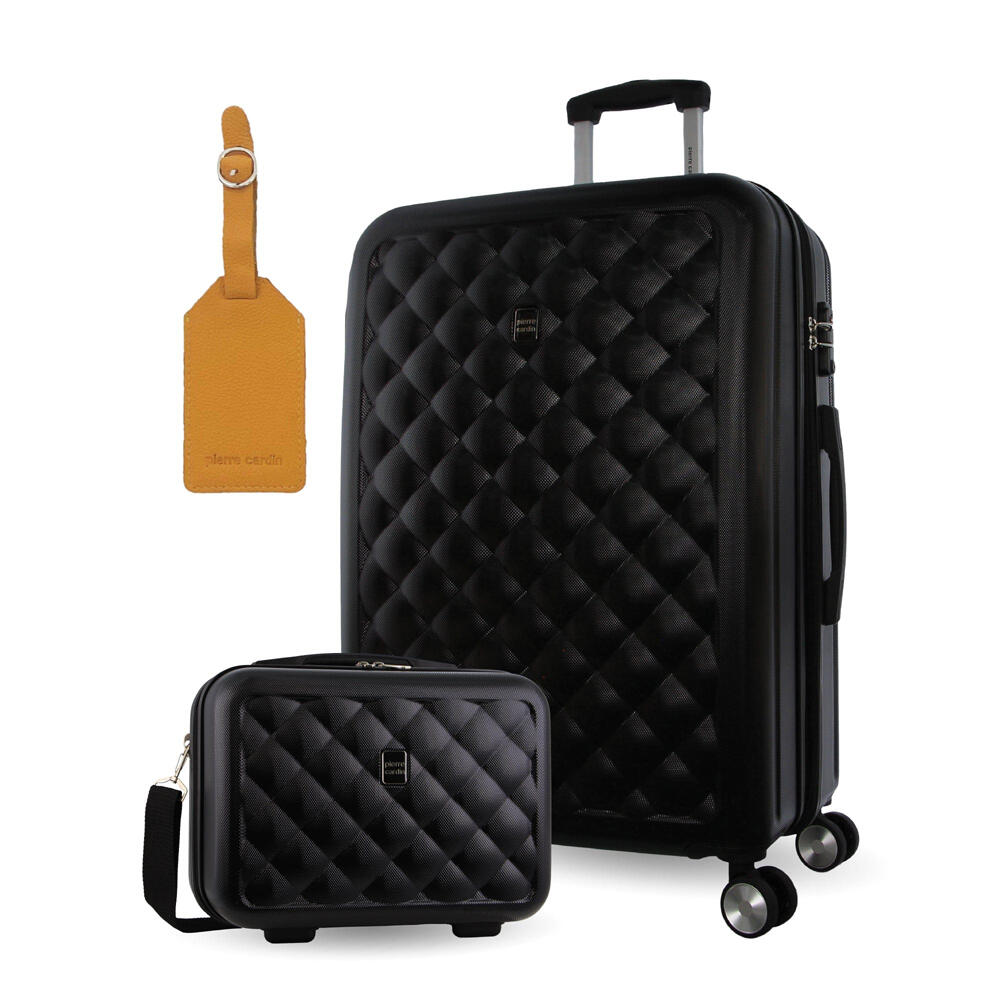 Pierre Cardin LARGE Hard Shell Mini Beauty Case Set Assorted Leather Tag