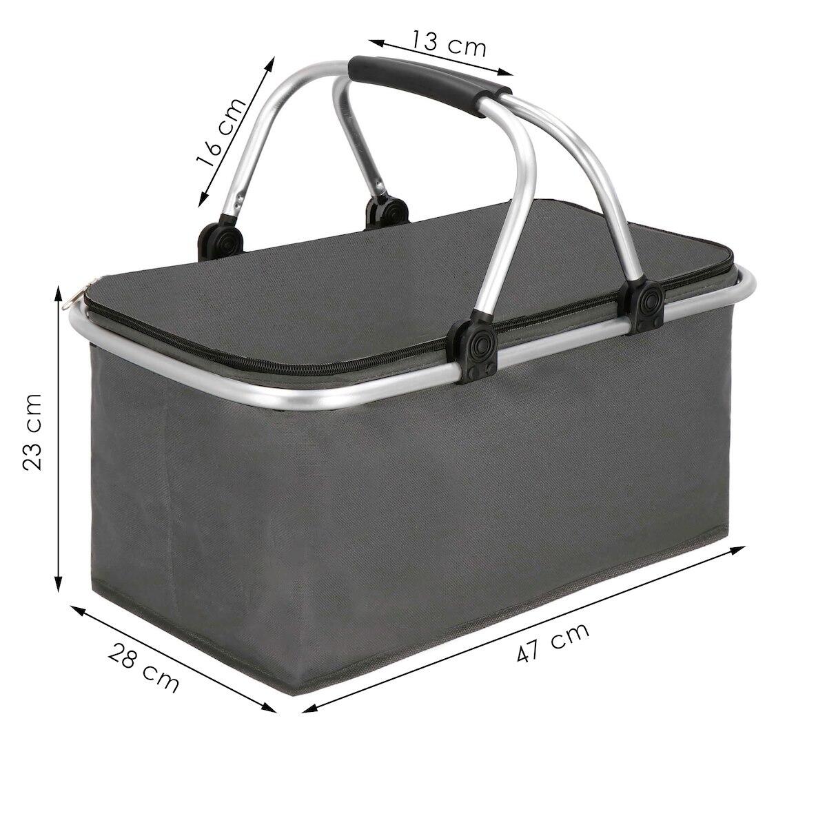 Kosz piknikowy, na kemping 30L torba termiczna na jedzenie kosz termiczny szary 7/7