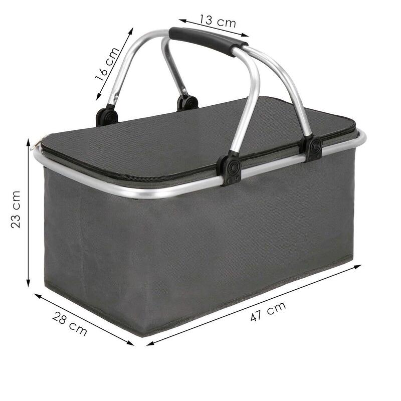 Kosz piknikowy, na kemping 30L torba termiczna na jedzenie kosz termiczny szary