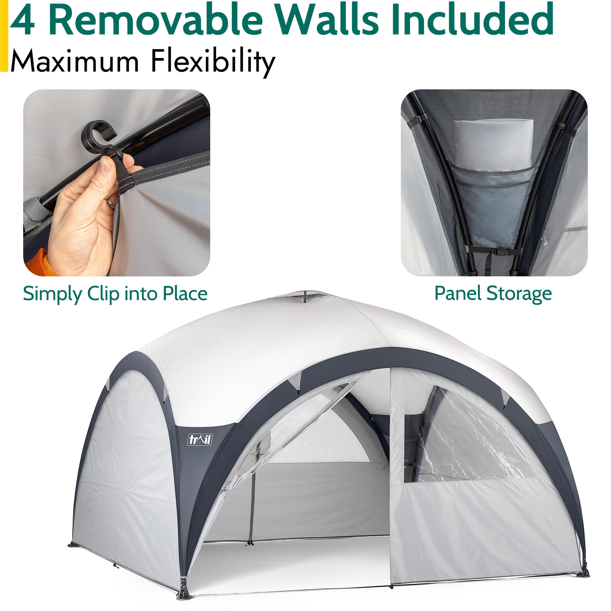 Metal Frame Gazebo Dome Garden Camping Shelter UV Waterproof L: 3.5m / XL: 4.5m 4/7