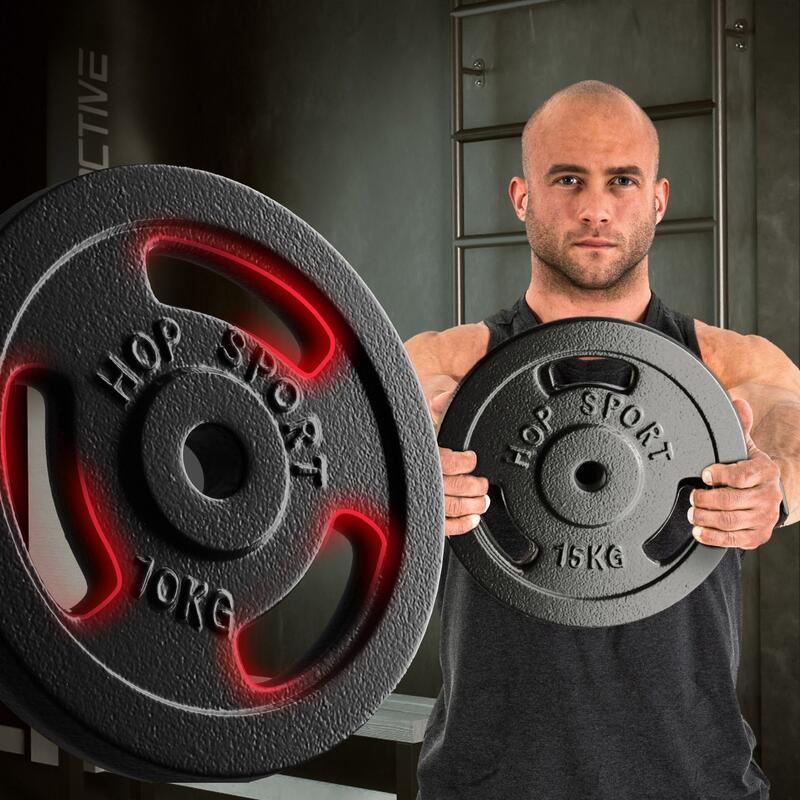 Zestaw obciążeń żeliwnych do sztangi Hop-Sport HS-I30C 30kg (2x5, 4x2.5, 8x1.25)