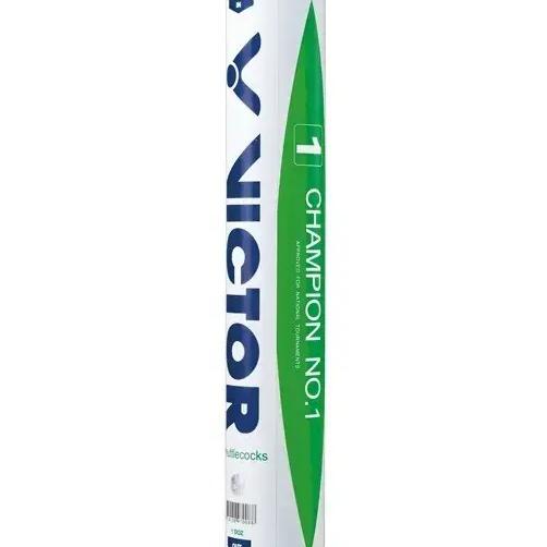 Victor Champion No. 1 Badminton Shuttlecock Pack of 12 Speed 77 Tubes White