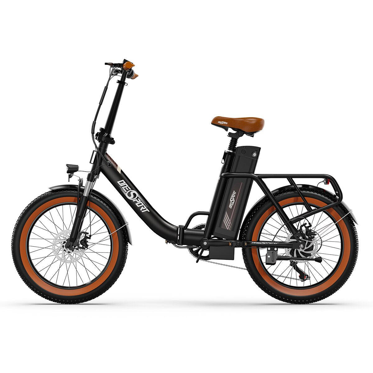 ONESPORT ONESPORT OT16-2 Bicicletta Elettrica - 20" Ruote 250W 48V17Ah Nero-Marrone