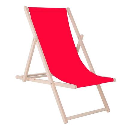 Leżak drewniany z 3-stopniową regulacją, plażowy, kempingowy, czerwony